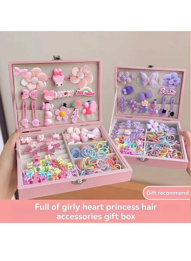 بيوينتي مجموعة الملحقات الهوائية ، مجموعة لباس الشعر للبنات مع صندوق المجوهرات ، ربطات الشعر ، مقاطع الشعر ، مجموعة ألعاب الأميرة الفاخرة ، ألعاب هدية لسن 3 4 5 6 7 8 9 10 البنات الأطفال الصغار - Image 3